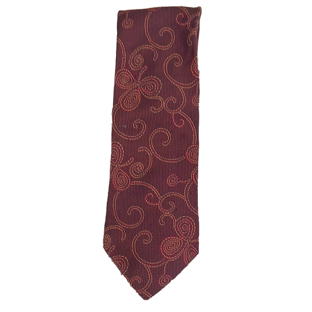 Express Burgundy and Red Swirl Silk Tie